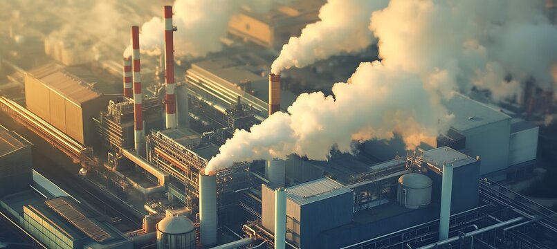 A factory using green technology with zero emissions  - Powered by Adobe