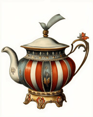 Vintage Victorian-style themes illustration pot , on a white background, very detailed with vintage colors
