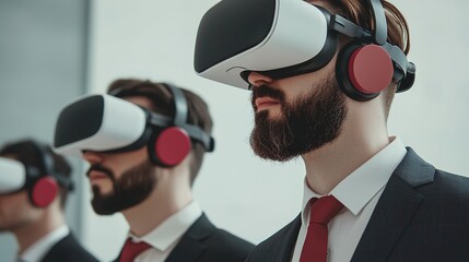 Virtual reality experience corporate training digital interaction modern office professional view innovative learning techniques