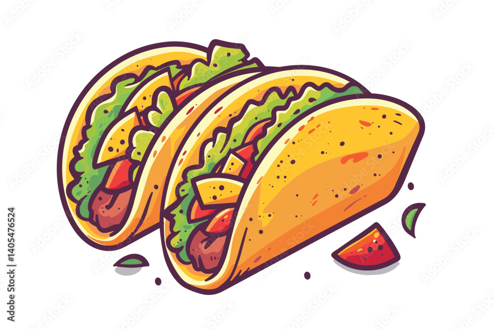 Fototapete vector illustration of a mouthwatering taco...background contained in clipping mask