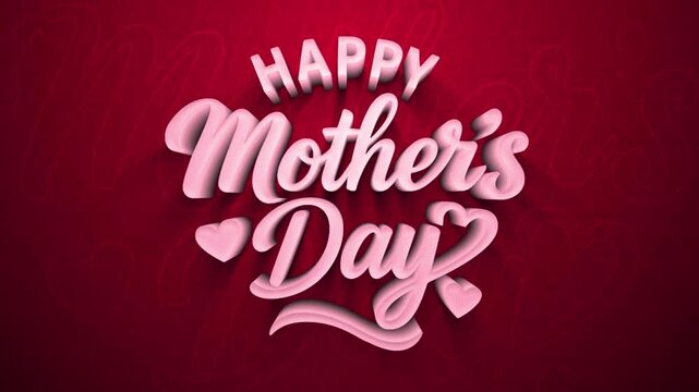 Animation of happy mothers day on a red background. Happy Mothers Day message on a red background, suitable for greeting cards, social media posts, posters, and website banners.