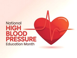 A vibrant red heart beats strong, symbolizing National High Blood Pressure Education Month, a powerful reminder of heart health awareness with clean graphic design.
