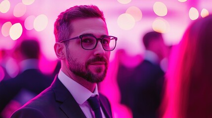 Networking event highlights stylish venue people interaction vibrant atmosphere close-up view business connections