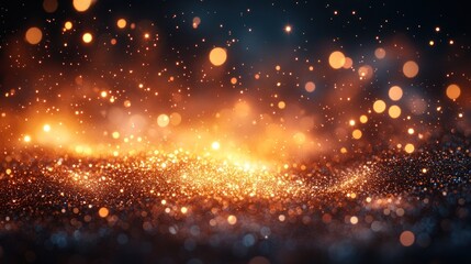 Obraz premium Sparkling Golden Glitter Background: Festive Bokeh Lights and Shimmering Texture