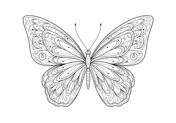 Intricate Butterfly Line Art: A Detailed Coloring Page Design
