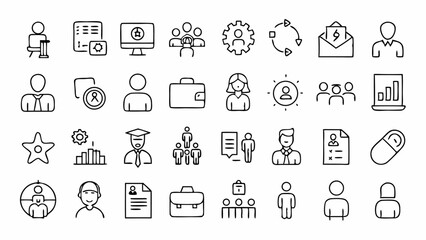 Elegant linear icons illustrating various professions suitable for career platforms job boards professional service websites and vocational apps