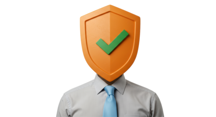 Isolated Person with Shield Over Face