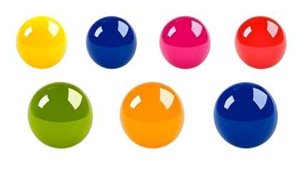 Colorful Spheres In 3D Render With Glossy Effect On Transparent Background