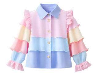 Colorful Layered Blouse Illustration Isolated with Transparent Background