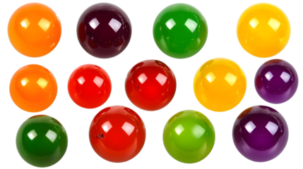 Colorful Spheres on a Transparent Background An Abstract Illustration