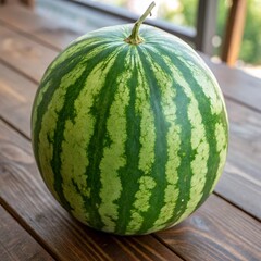 Watermelon is a juicy, sweet fruit with red flesh and green skin, great for cooling off in summer.