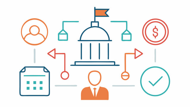 Management themed line icons representing leadership structure and planning great for strategic consultancy and enterprise apps