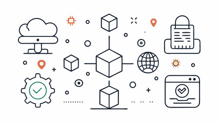 Creative digital transformation icons in clean outline format suitable for tech companies, consultants, and digital innovation visual content
