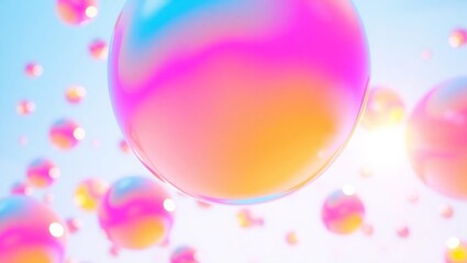 Abstract colorful spheres. Delicate, vibrant orbs in pastel hues,  hovering in a soft light