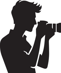 Silhouette of a Male Photographer with DSLR Camera in Action

