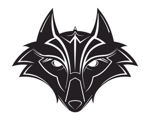 Obraz premium Stylized Black And White Vector Illustration Of A Wolf Head With Fierce Expression