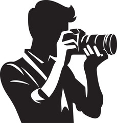 Silhouette of a Male Photographer with DSLR Camera in Action

