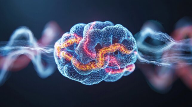 Neural activity visualization scientific research lab digital art virtual environment macro viewpoint brain function concepts