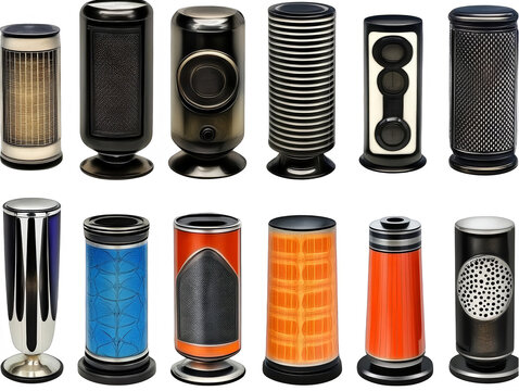 Cylindrical Design Object Collection on Transparent Background Isolated Illustration