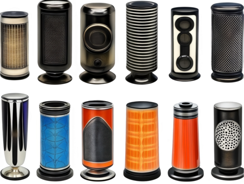 Cylindrical Design Object Collection on Transparent Background Isolated Illustration