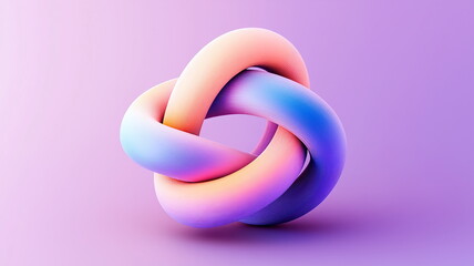 Abstract 3D torus knot with vibrant colors and smooth gradient, intertwining loops in soft pastels