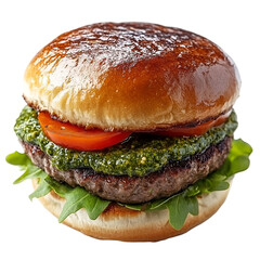 Delicious Pesto Burger Grilled Bun Beef Patty Tomato