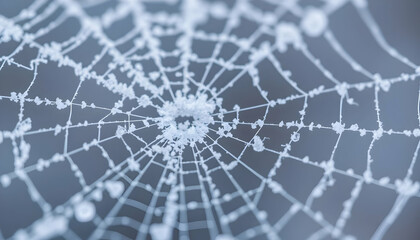 Obraz premium Frozen Spiderweb Detail In Winter