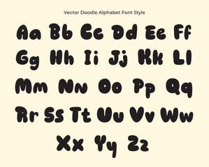 set of doodle drawing alphabet, Bold cute playful rounded font