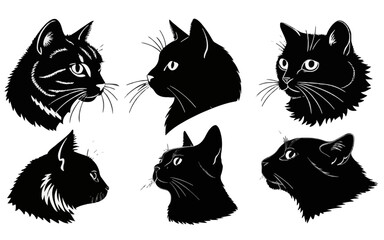Head of cat shape isolated illustration with black and white style for template.