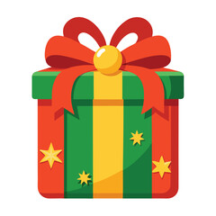 Christmas gift box  clipart on white background