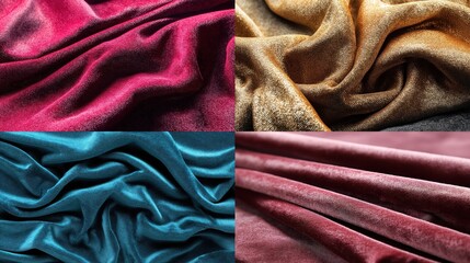 Luxurious fabric textures in vibrant colors for design projects.