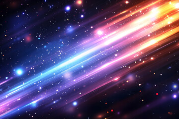 Naklejka premium Vibrant cosmic background with colorful light streaks and sparkling stars in deep space