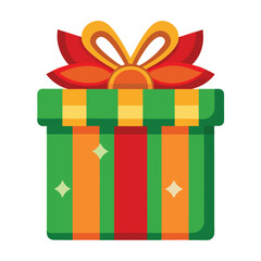 Christmas gift box  clipart on white background
