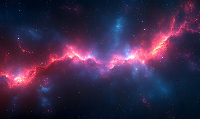 Fototapeta premium Vibrant cosmic nebula with swirling pink and blue gases against a starry background, showcasing the beauty of the universe