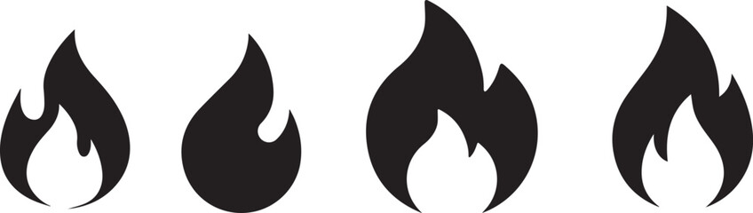  simple flame shapes, minimalist fire symbols, vector graphics, silhouette flames, abstract fire logos, clean geometric design,
