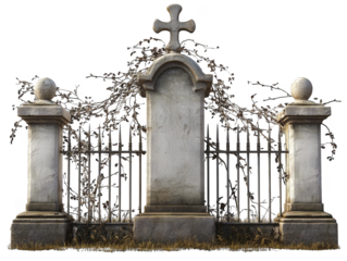 Detailed Tombstone Monument on Isolated Transparent Background