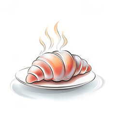 Freshly Baked Croissant on White Plate with Steaming Aroma for Culinary Blogs, Breakfast Menus, Food Photography, French Cuisine, and Caf&eacute; Lifestyle Content -