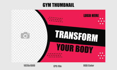 gym thumbnail youtube gym thumbnail, gym poster thumbnail social media promotion and youtube thumbnail banner post template design, gym video thumbnail