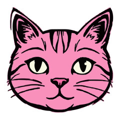 pink  cute cat domestic cat head vector.