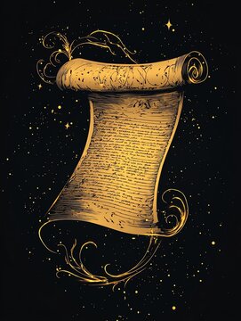 Ancient scroll with elegant details and stars.