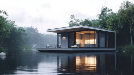 Obraz premium Modern Lake House Architectural Design