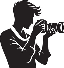 Silhouette of a Male Photographer with DSLR Camera in Action

