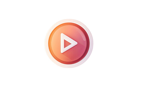 Sleek play button icon in gradient shades of orange and red, set against a solid transparent background