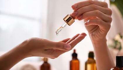 a woman doing skincare routine