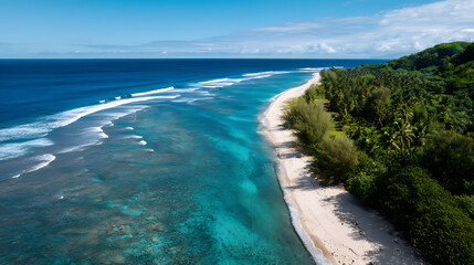 Morning Glow Across Tropical Coastlines, Ideal for Meditation, Slide Backgrounds, Web Design, and...