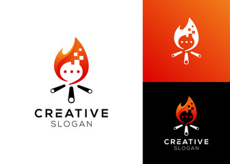 Campfire with speech bubble logo design
