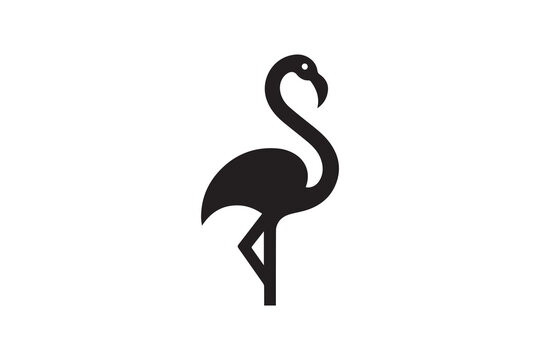 simple flamingo silhouette icon vector isolated in white background