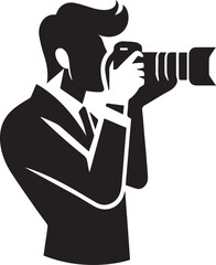 Silhouette of a Male Photographer with DSLR Camera in Action

