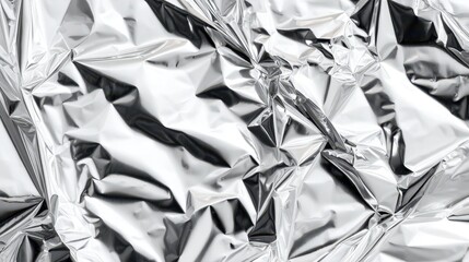 Shiny crumpled silver foil texture for backgrounds and designs.