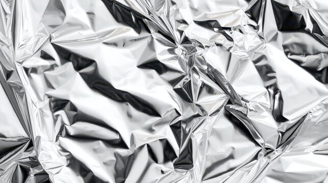 Shiny crumpled silver foil texture for backgrounds and designs.